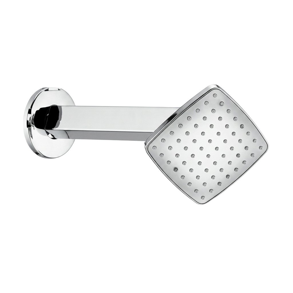 Curve polished chrome overhead shower