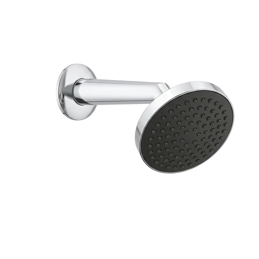 Speed chrome wall arm shower with dark spray face