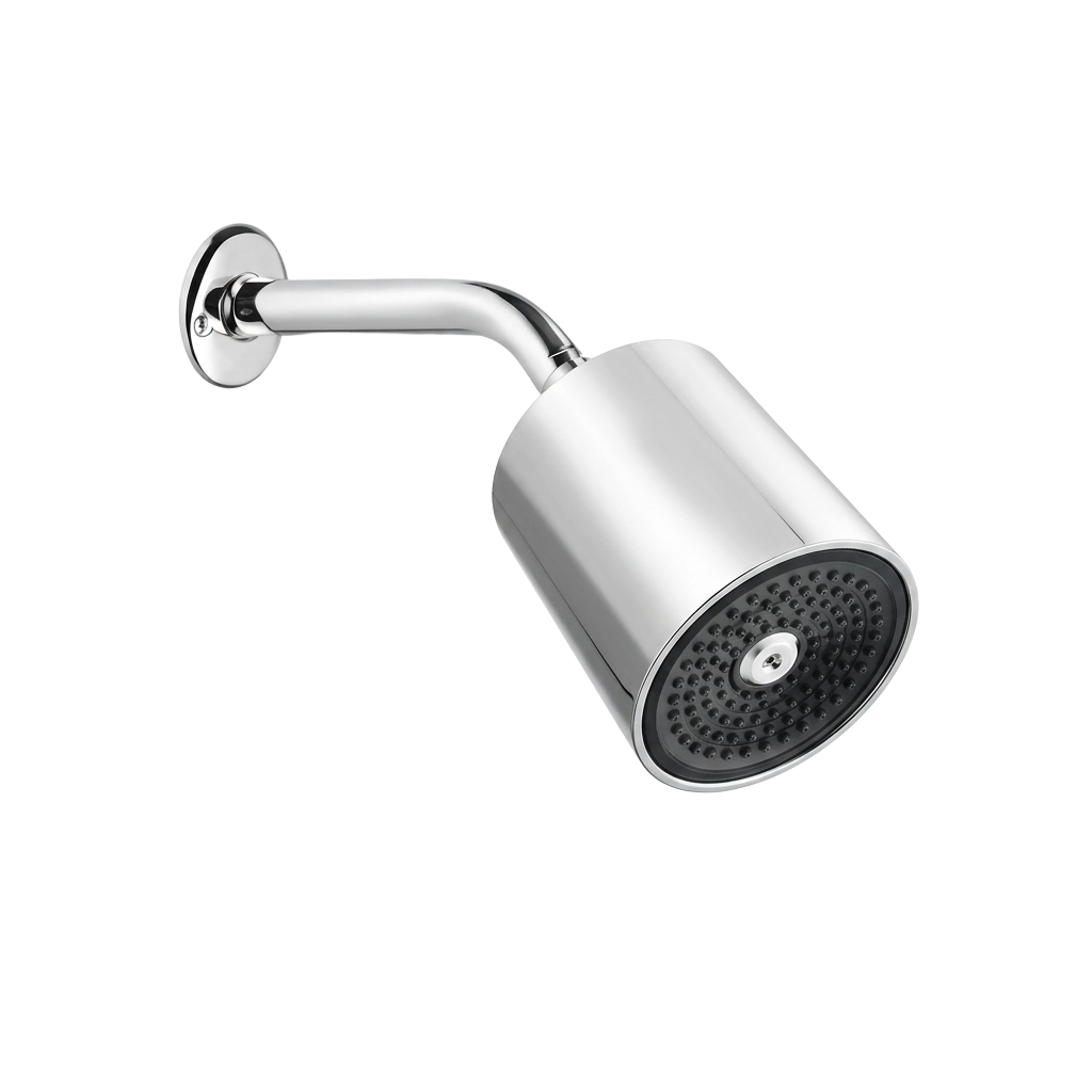 Vignette cylindrical polished chrome wall arm shower